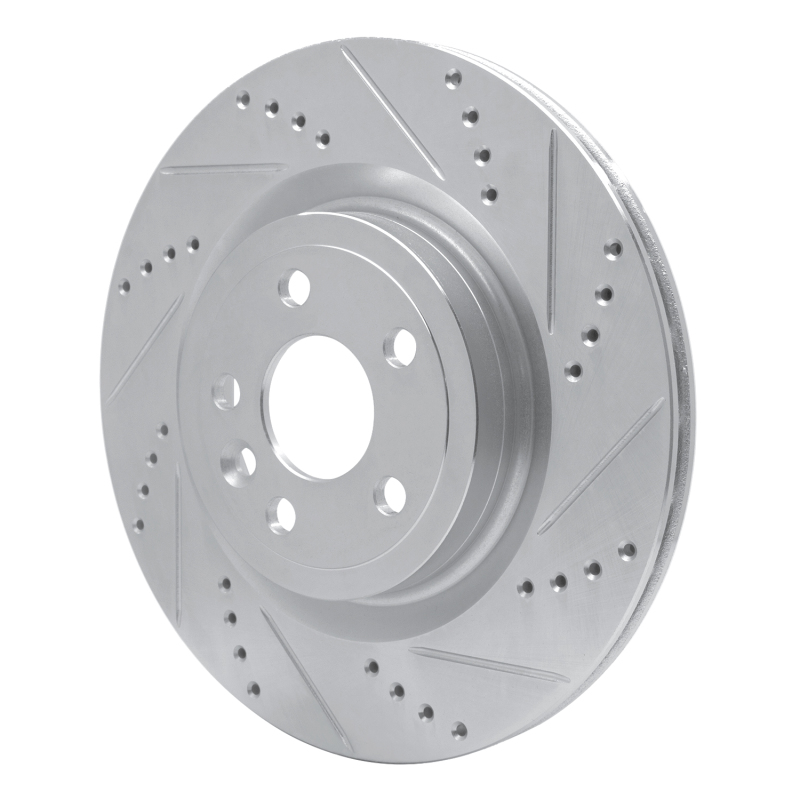 Jaguar XE Brake Rotor (1) - Rear Right - R1 Concepts - Drilled & Slotted - Silver - `17-`20